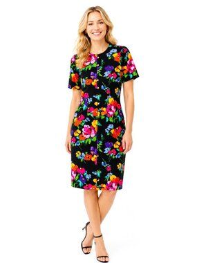 Vintage Nipon Boutique Dark Floral Silk Dress